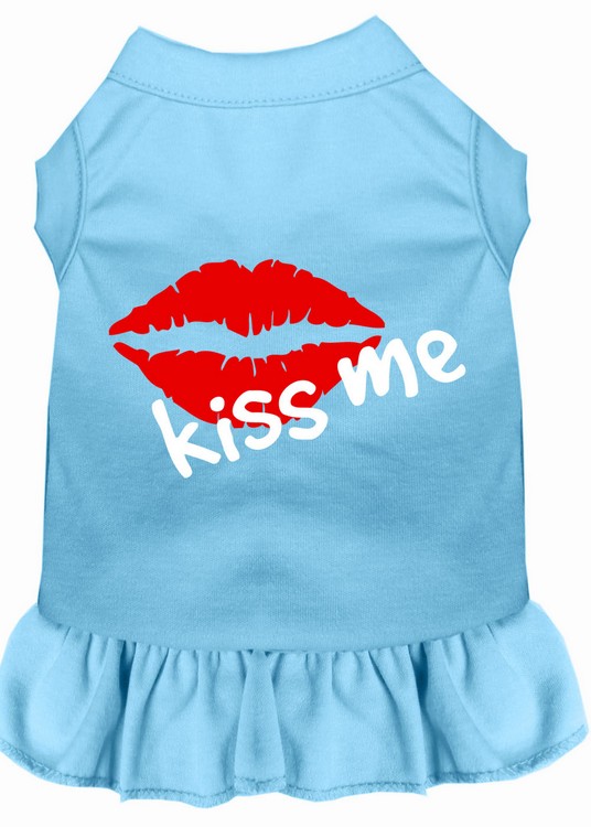 Kiss Me Screen Print Dress Baby Blue XS